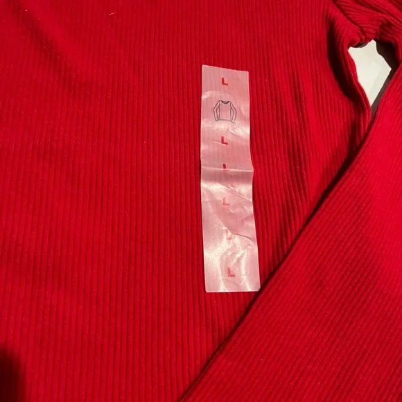 Old Navy NWT Women’s Vibrant Red Rib-Knit Long Sleeve Crew Neckline Shirt SIZE L - Picture 3 of 8
